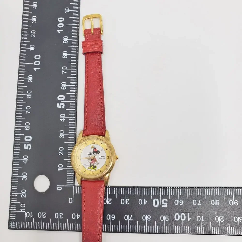 Disney X Lorus Minnie Mouse Gold Quartz Watch Vintage Rare H2F